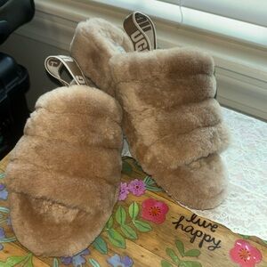 Authentic Ugg Fluff Yeah slide tan 7